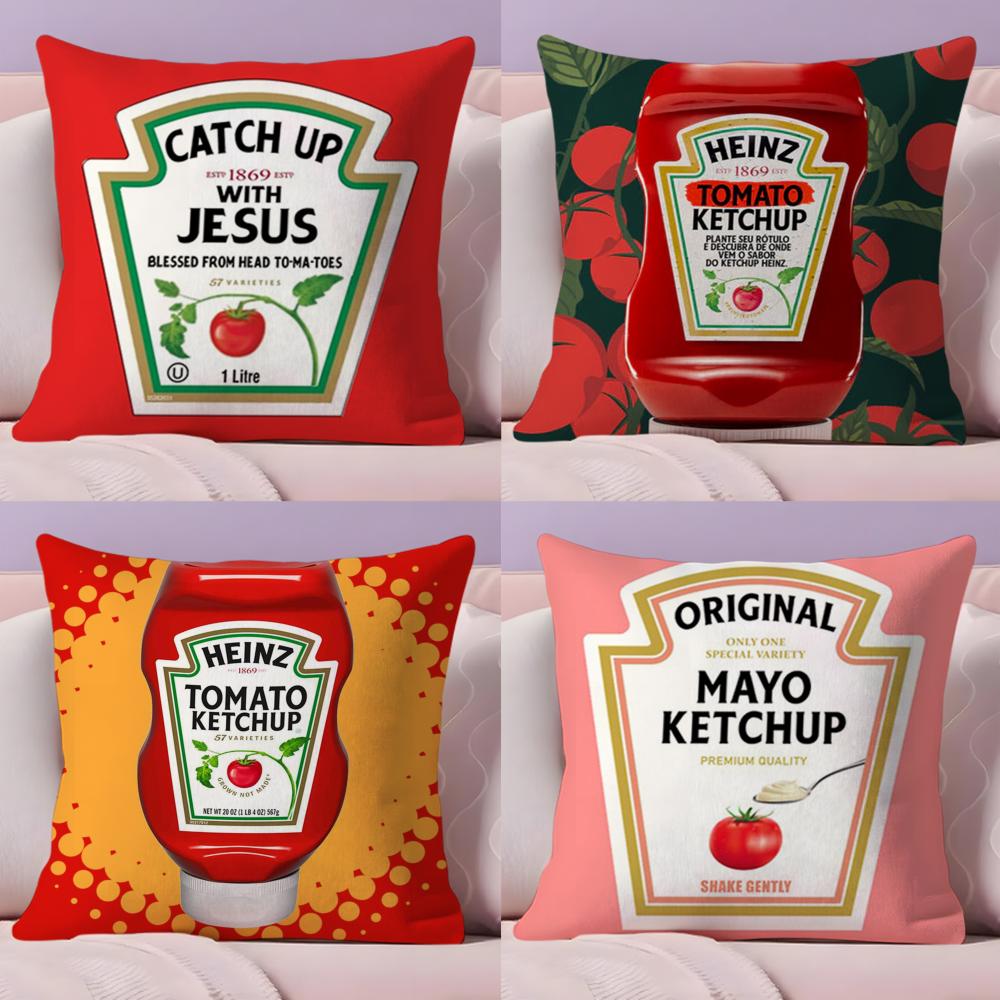 Pikpaka Funny K-Ketchup L-Label Cushion Cover Plush Fabric Soft Double-Sided Printed Sofa Warm Winter Home Gift Pillow Cover
