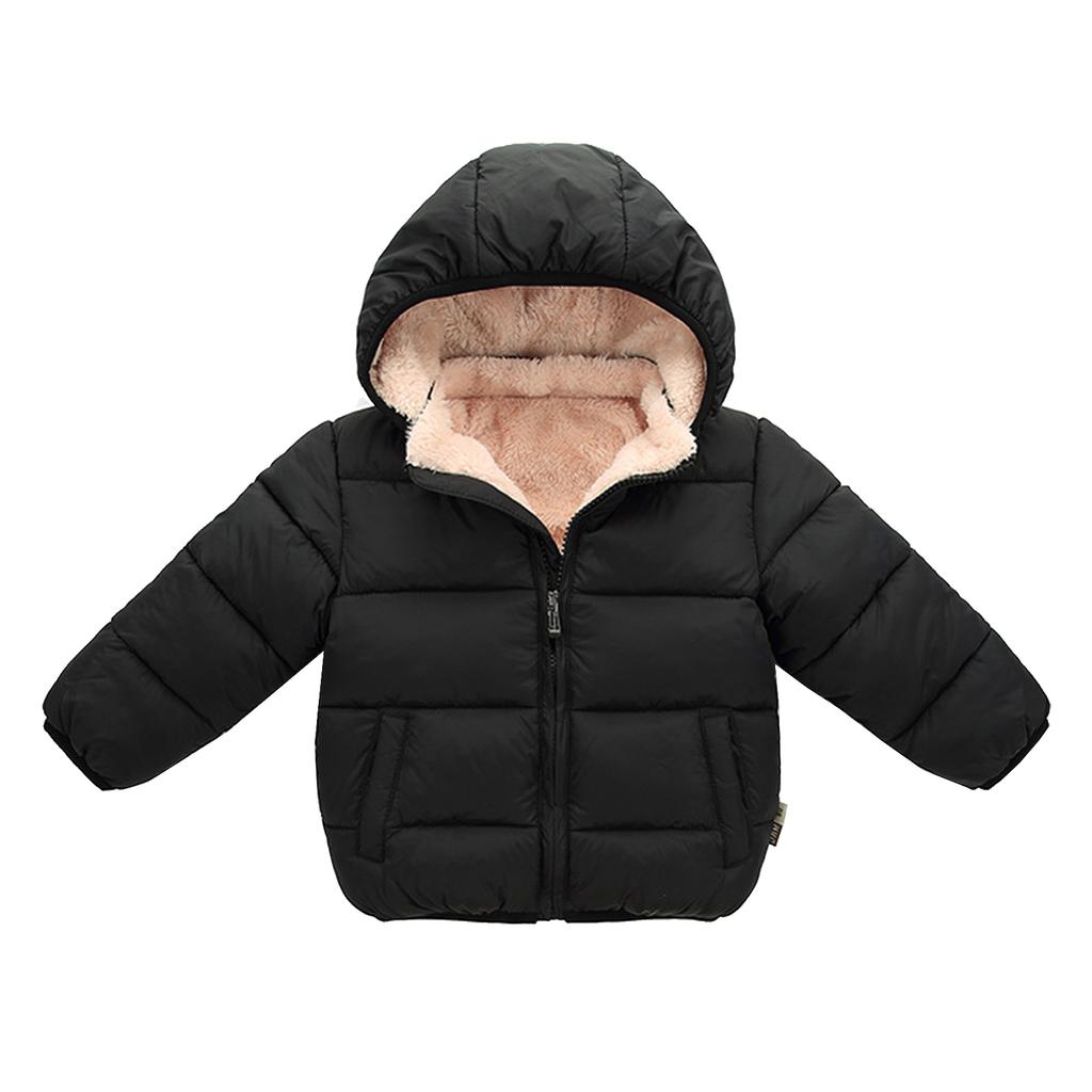 Детское пальто с карманами - Однотонная короткая хлопковая куртка