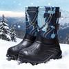 Men's Plus Size High-Top Winter Insulated Fishing Waterproof Snow Boots with Fleece Lining Ankle Boots Slip-Resistant Hiking Cotton Boots