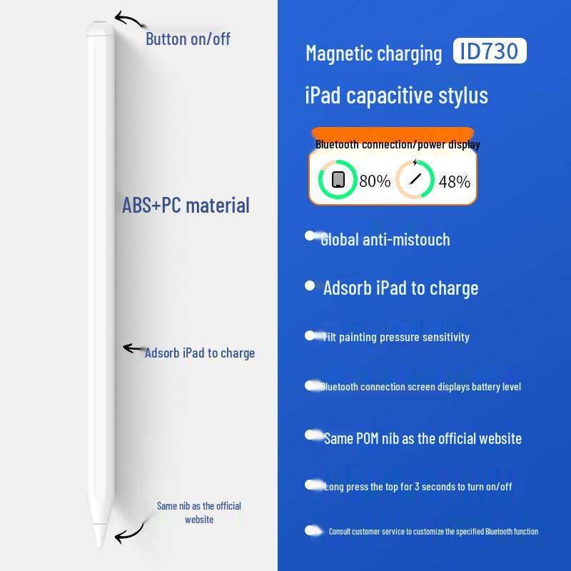 Magnetic Apple Pencil Replacement - Bluetooth Capacitive Stylus for iPad with Anti-Mistouch Feature