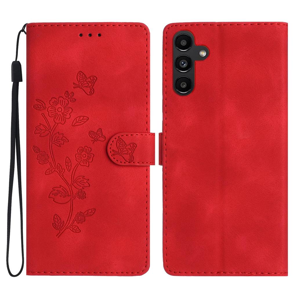 For Samsung Galaxy A15 5G Case Slim-Fit Leather Imprinted Flower Phone Cover with Stand and Wallet