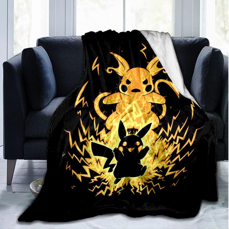 Pokemon Art Print Flannel Blanket, Soft Warm Lightweight Throw Blanket for living Room,Sofa Bed Camping office