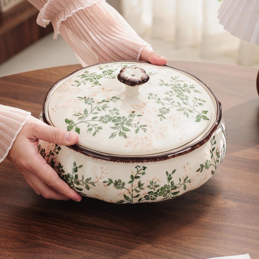 Керамическая конфетница с крышкой, орешница, банка для хранения, поднос для фруктов, декор для стола в гостиной дома