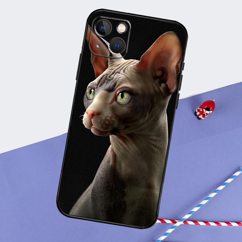 Sphynx Cat Phone Case For iPhone 16 15 Pro Max 12 13 Mini 11 14 Pro Max XR 16 15 Plus 16e Cover Coque