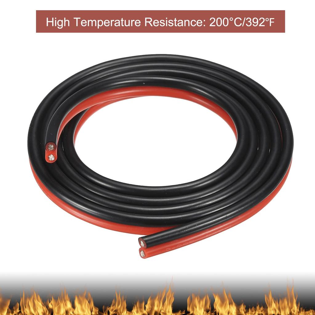 uxcell Silicone Resin Parallel 14AWG 14 Red and Twisted Standard Flexible Tin Plated LED Lamp Ribbon Extension Cable for Internal Wiring in Cars Wire,