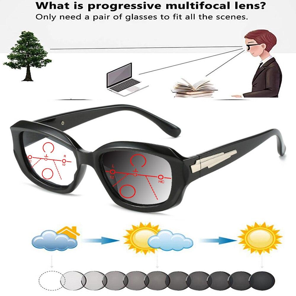 Прямоугольные уличные трендовые квадратные очки в большой оправе, удобные фотохромные прогрессивные мультифокальные очки для чтения от +0,75 до +4