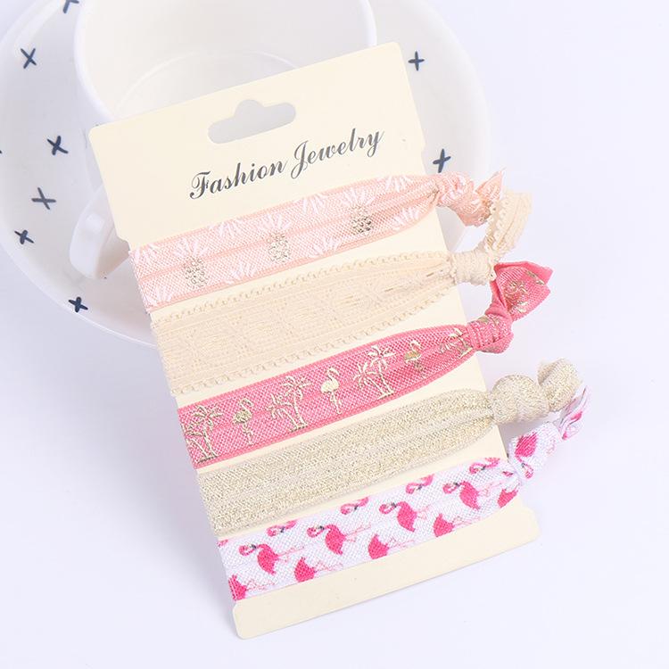 Korean Stylish Sweet Hair Bands Girls Knotted Elastic Soft Fabric Hair Tie Beach Tree Flower Fruit Heart Dotted Hair Ornament Gi