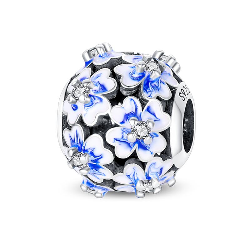 Spring 925 Silver Color Sakura Butterfly Flowers Charms Beads Fit Diy 925 Original Bracelets Fine DIY Jewelry Birthday Gifts