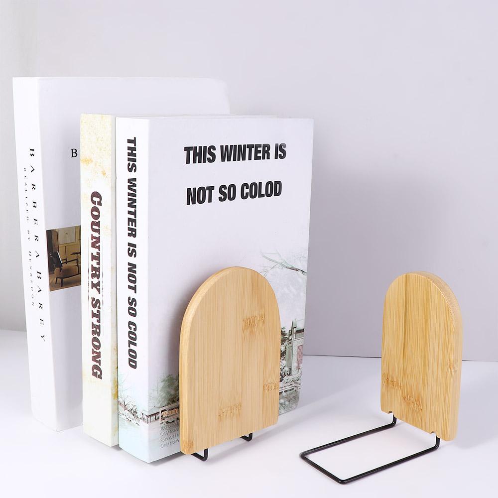 Desk Storage School Office Supplies Desktop Organizer Book Holder Bookshelf Book Stand Wood Bookend