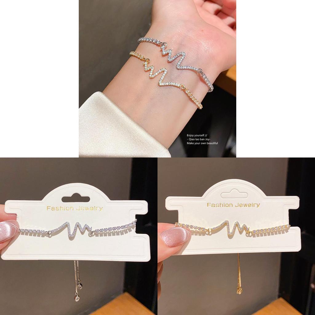 Браслет-подвеска в форме сердца из циркона со сверкающими камнями для женского модного аксессуара