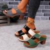 Women Casual Chunky Sandals High Heels Summer New Dress Chunky Open Toe Shoes Designer Brand Slingback Female Zapatos Pumps
