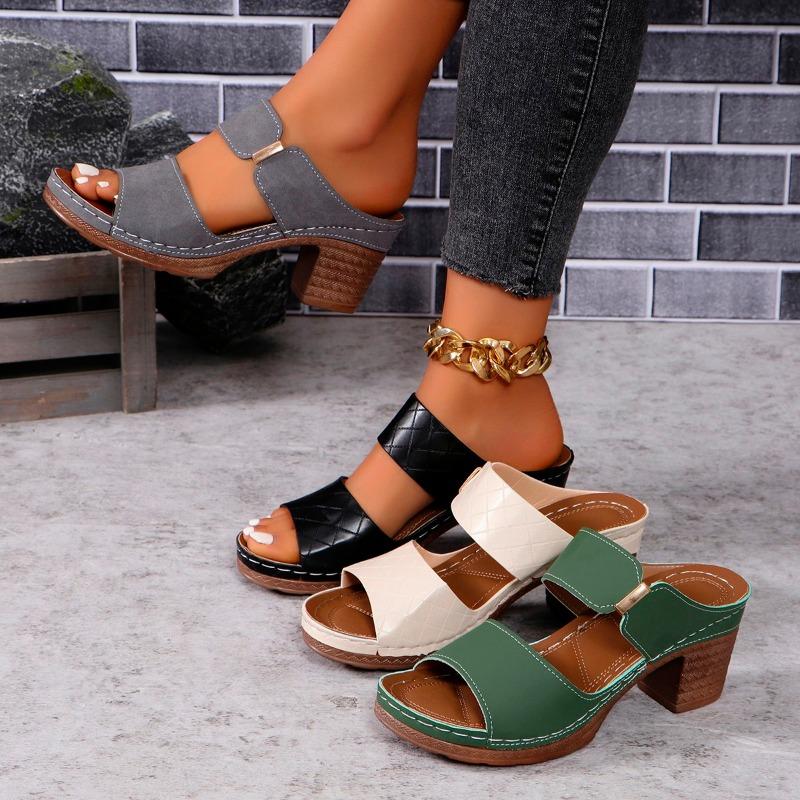 Fashion Plus Size Women's Shoes New 2024 Slippers Summer Sandals Women's Casual Women's Drags Breathable Sandals High Heels Block Heels
