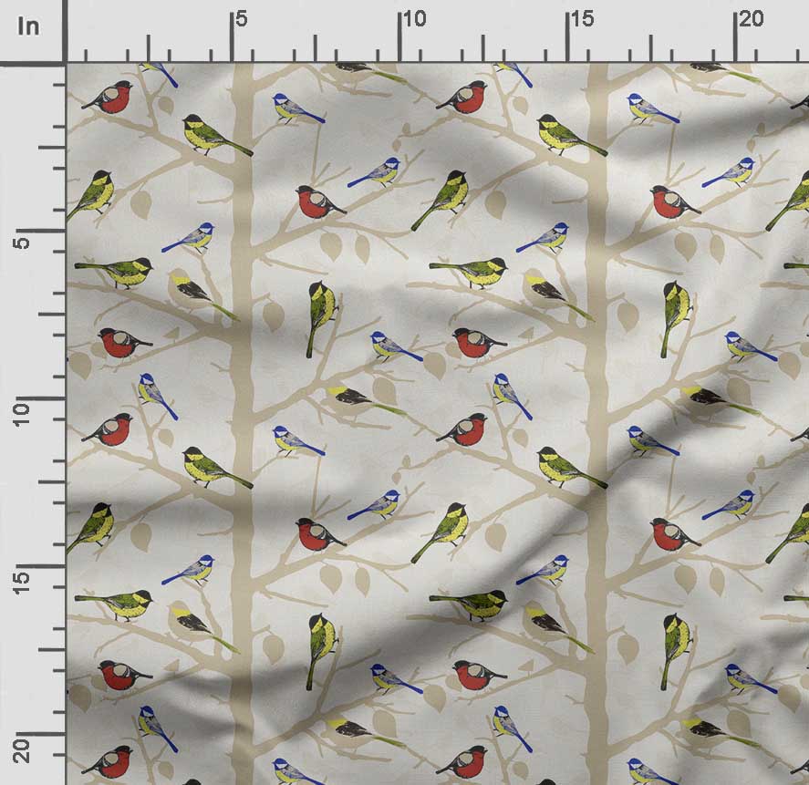 Soimoi Принт «Птица с листьями», Хлопковый батист, Ткань для квилтинга, продаваемая во дворе, шириной 42 дюйма, Хлопчатобумажная ткань средней плотности, Швейные принадлежности,