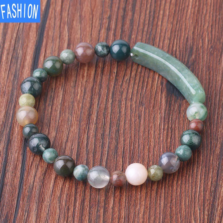 Браслет из натурального индийского агата 6 мм / 8 мм, смешанный с бусинами, уникальный мужской браслет