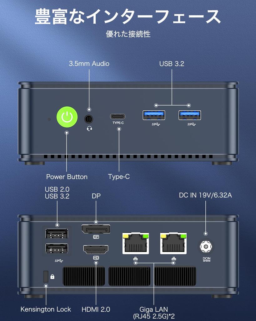 GMKtec Mini PC AMD Ryzen 7 5825U Max Mini Pc 32GB 1TB SSD Windows 11 Pro 3 Screen LAN WiFi6 (8C/16T 4.30GHz) 2.5Gbps Bluetooth5.2