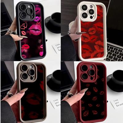 LZ23 Lips kiss Heart design art Силиконовый чехол для телефона Infinix Smart9 Hot 40i Tecno Camon20 Moto G22 G30 OnePlus Google Pixel 9 Противоударный чехол на заднюю панель