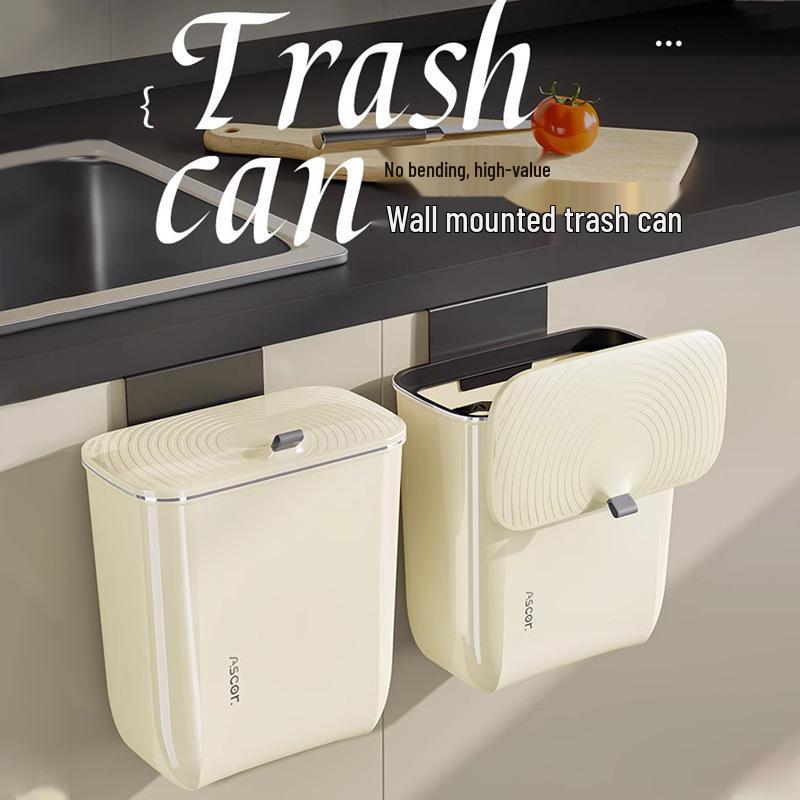 Large Capacity Wall-Mounted Trash Can with Lid for Bathroom, Kitchen, Bedroom, and Living Room