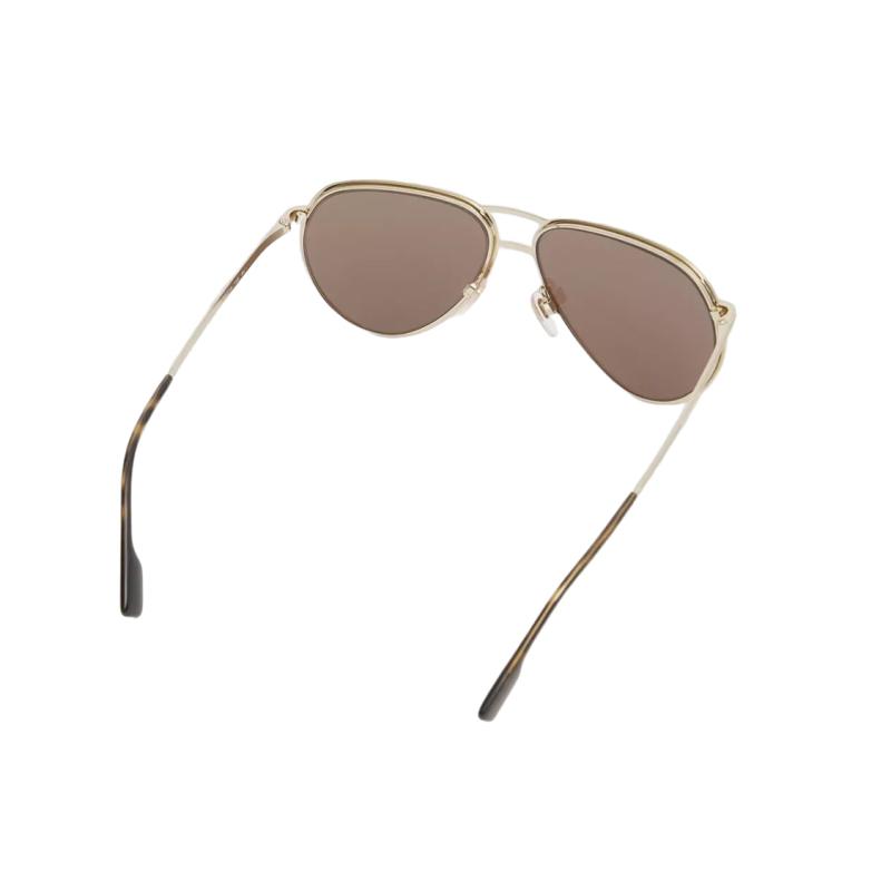 Burberry Trendy Plate with Metal Frame Aviator Sunglasses Men's Gold