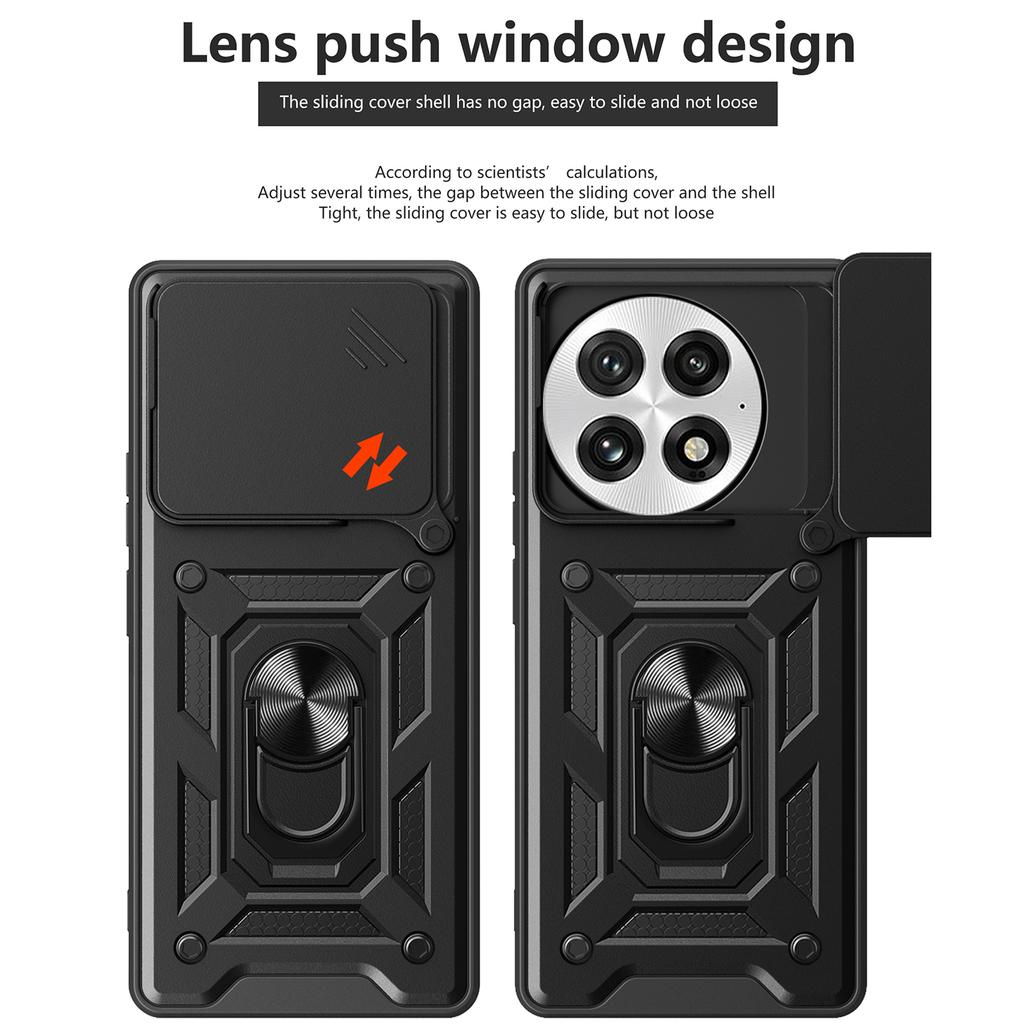 Чехол для OnePlus 13 со шторкой для камеры, из ПК+ТПУ, с подставкой, чехол для телефона