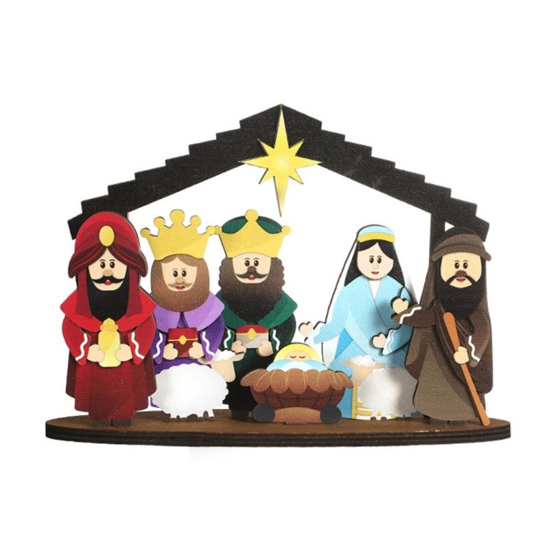 Мини Рождественский вертеп, набор для рождественских сцен, Рождественский набор, настольная табличка, религиозные сюжеты, фигурки для рождественского декора в помещении