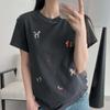 Women's Summer Slimming Round Neck Puppy Embroidery T-Shirt