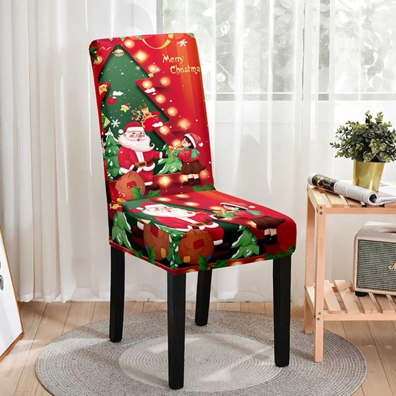 Christmas Chair Cover, All-Inclusive, Suitable for European and American High Chairs, Dining Chair Cover, Atmosphere Decoration, Elastic Chair Cover