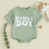 Infant Baby Boy Summer Jumpsuit Letter Print Round Neck Short Sleeve Romper Toddler T-Shirt Clothes