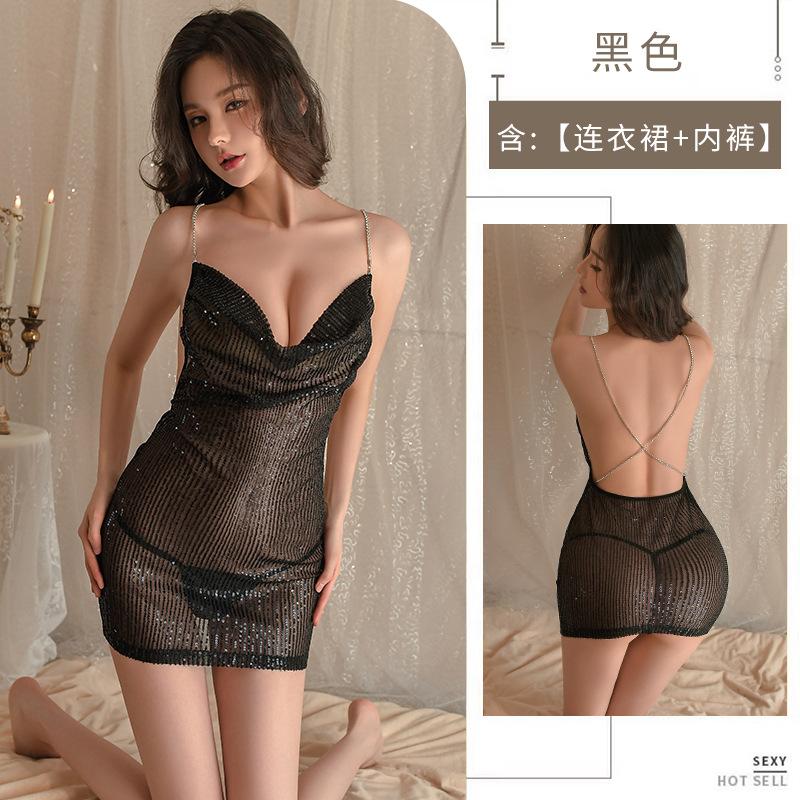 Sex underwear, sexy women's suspender skirt, pure desire wind metal chain backless enchanting fun suit