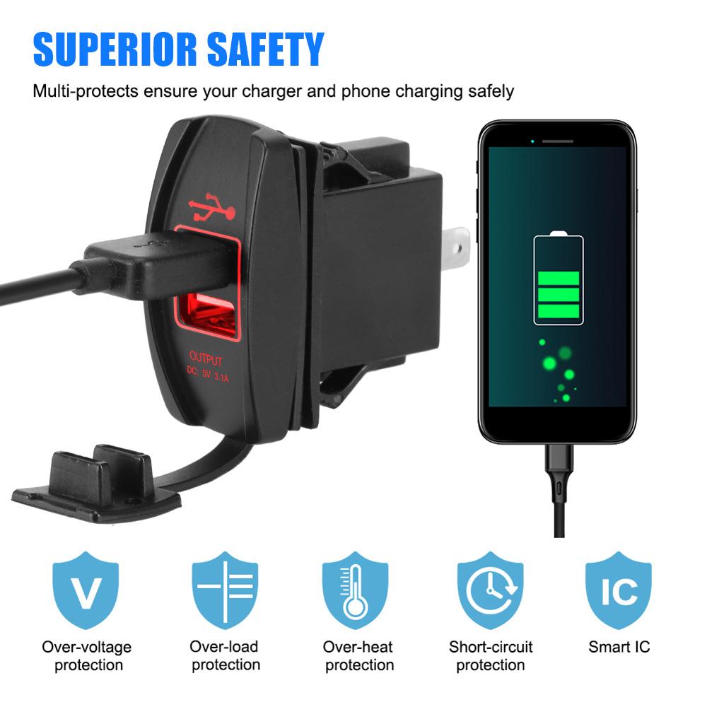 5V 3.1A LED Universal Dual USB Ports Car Charger Auto Adapter Dustproof Phone Charger for Car RV Camper Caravans
