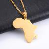 Hip Hop Stainless Steel African Map Pendant Necklace for Men Women Africa Countries Charm Choker Punk Motherland Memory Jewelry