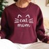 Толстовка Cat Mom Толстовки Cat Mama Подарок Cat Mom Женские толстовки с графическим рисунком Пуловеры с круглым вырезом с длинными рукавами Женская уличная одежда Топ унисекс