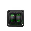 Aluminum Alloy 2-Position Switch Panel for Car and Boat with Double Blue Light Rocker Switch Combination, 12-24V