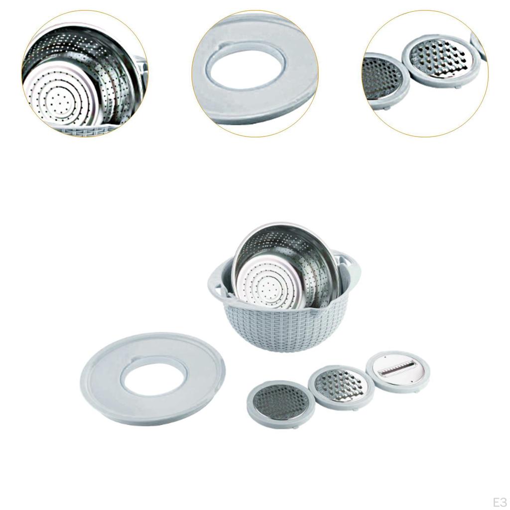 4 In 1 Colander with Bowl Set Fruit Cleaner 360°Rotating Versatile Salad Spinning Tool Strainers