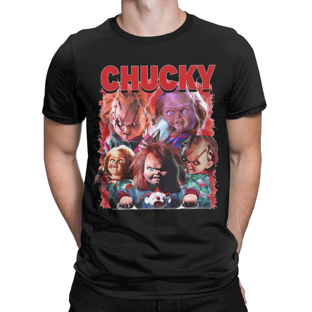 Halloween Chucky Horror Movie T-Shirts for Men Funny Cotton Tees Crew Neck Short Sleeve T Shirts Printed Clothes