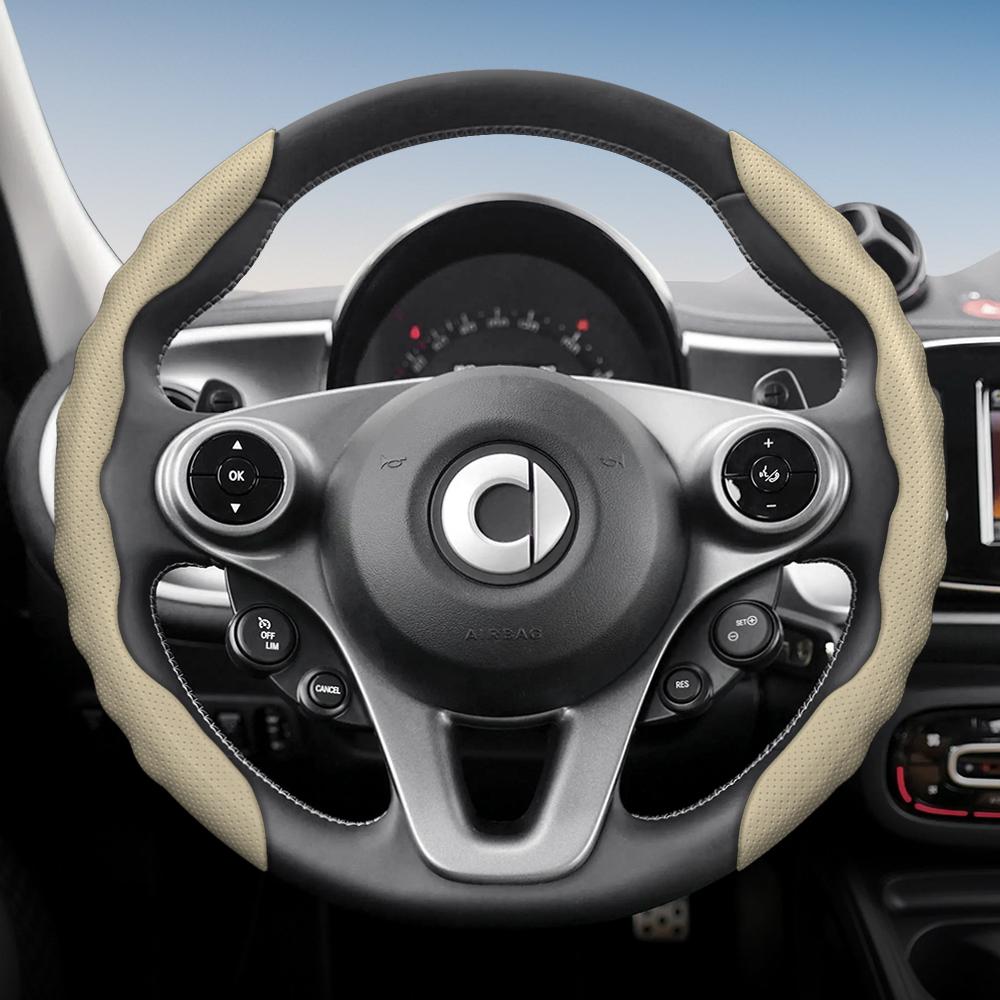 vcxja9 Suitable for Smart Steering Wheel Cover with Wavy Sports Design, Breathable Leather, Segmented Non-Slip Sweat-Absorbing Steering Wheel