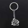 Fashion Keychain 26x28mm Rose Flower Pendants DIY Men Jewelry Car Key Chain Ring Holder Souvenir For Gift