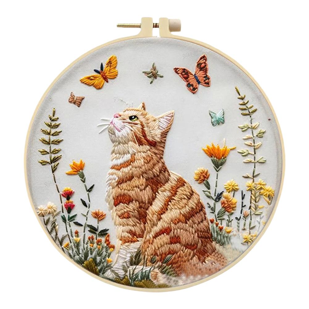 Наборы для вышивания крестом с рисунком животных с пяльцами, цветной нитью и канвой