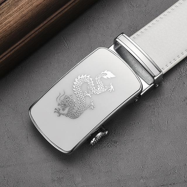 Белый ремень из воловьей кожи с автоматической пряжкой, шикарный повседневный коммерческий роскошный дизайн, двусторонний пояс из натуральной кожи для мужчин, новинка