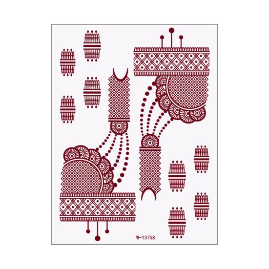 Red Henna Tattoo Kit, Waterproof Henna Tattoos Stickers, Temporary Tattoo Stickers for Women Wedding Party Festival Decorations