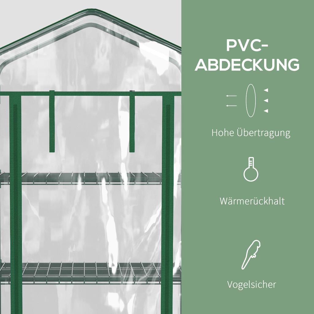 Foil Mini Greenhouse Cold Frame, 4 Shelves, 69 x 50 x 165 cm, Transparent