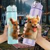 1PC Cheerful Squirrel Cartoon 750ml Color Plastic Sports Water Bottle Leakproof Flip Straw Lid For Sports Office Home Use