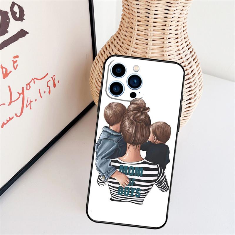 Мама и Дочь Девочка Сын Папа Чехол Для iPhone 11 12 13 14 16 15 Pro Max Mini X XS Max XR Plus Чехол Coque