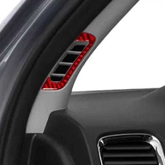 2Pcs Red Carbon Fiber Interior A-pillar Air Vent Cover Trim For Dodge Durango