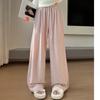 Pink Soft Glutinous Towel Pants for Women In Spring Women Looking Slim and Lazy Walking Casual Pants Straight-leg Wide-leg Pants