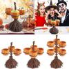 Pumpkin Halloween Snack Bowl Stand Broom Candy Holder Party Serving Fruit Salad