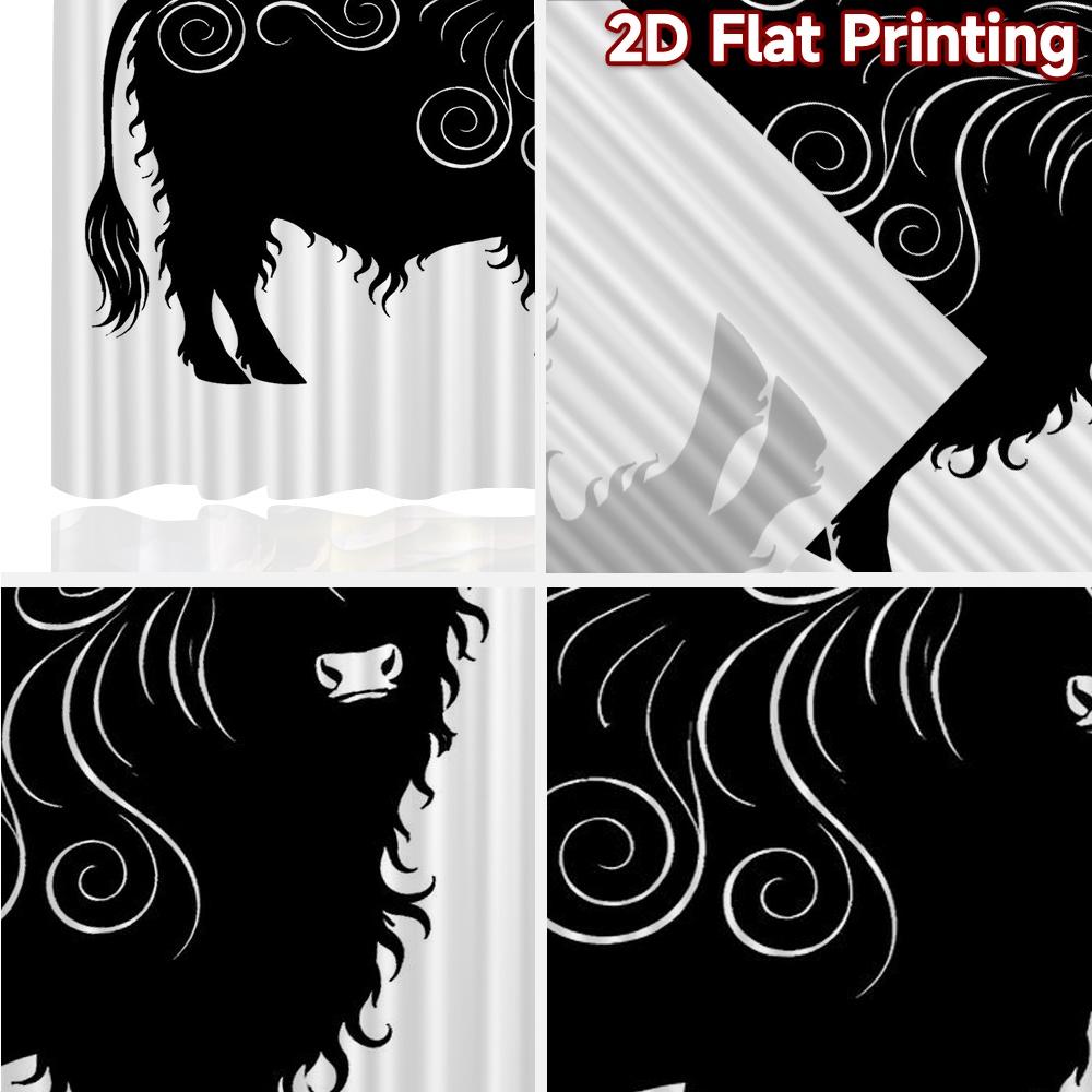 2D FLAT PRINTING 2pcs Curtains (Without Rod) Swirling Bull Silhouette Modern Curtain Modern Machine Washable Fabric Curtains