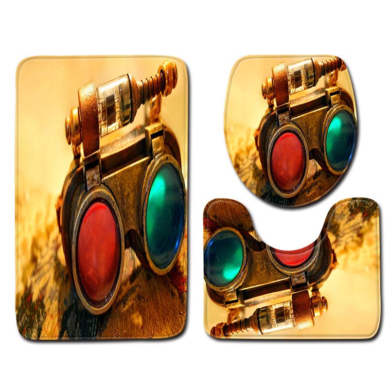 Креативный Ретро Ванная Туалет Три Предмета Комбинация Напольных Ковриков Бытовой Дверной Коврик Кухонный Впитывающий Нескользящий Ковер