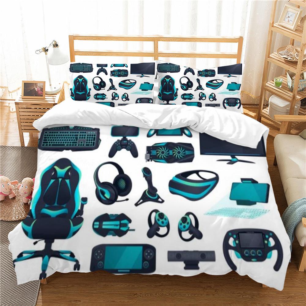 Постельное белье с игровой ручкой и принтом, набор пододеяльников, крутой домашний текстиль, детское постельное белье, комплект королевских размеров, стеганый чехол