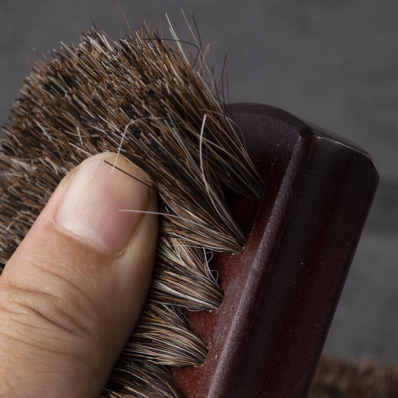 Большая коричнево-красная щетка из конского волоса для ухода за обувью и кожей, для обуви, курток, диванов и автомобилей