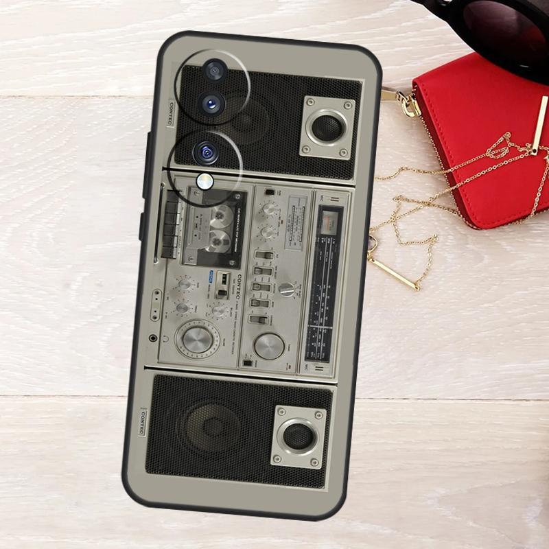 Retro Black Boombox Case For Honor X8a X9a X6a X7a X6 X7 X8 X9 X8b X9b Honor 90 Lite 70 50 Magic 5 6 Pro Cover